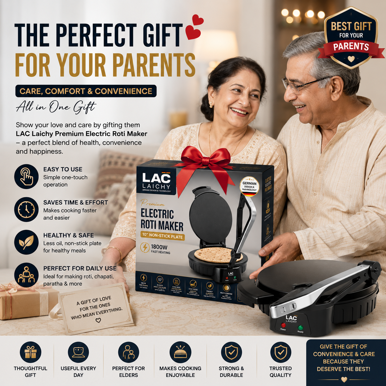 Premium Electric Roti Maker 10" Non-Stick Plate | 1800W Fast Heating