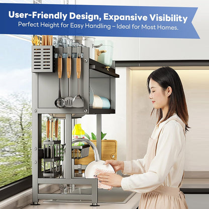 Kitchen Dishes Over Sink Rack -Transparent Cabinet