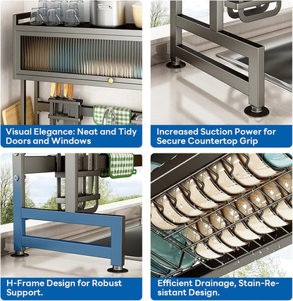 Kitchen Dishes Over Sink Rack -Transparent Cabinet
