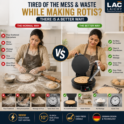 Premium Electric Roti Maker  10" Non-Stick Plate | 1800W Fast Heating