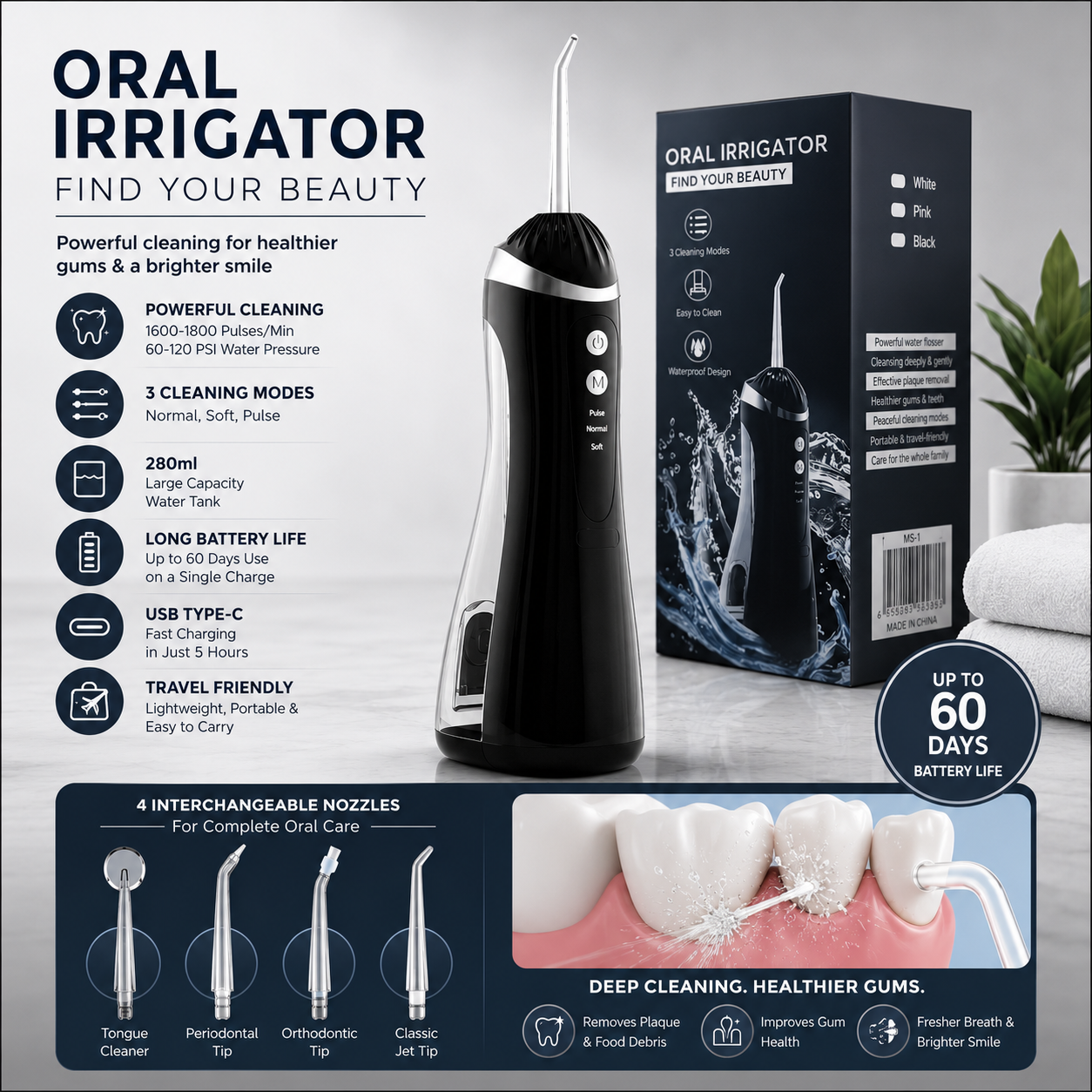 Cordless Oral Irrigator (Water Flosser)