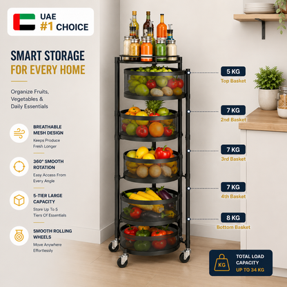 5-Tier Kitchen 360 Degree Storage Rack