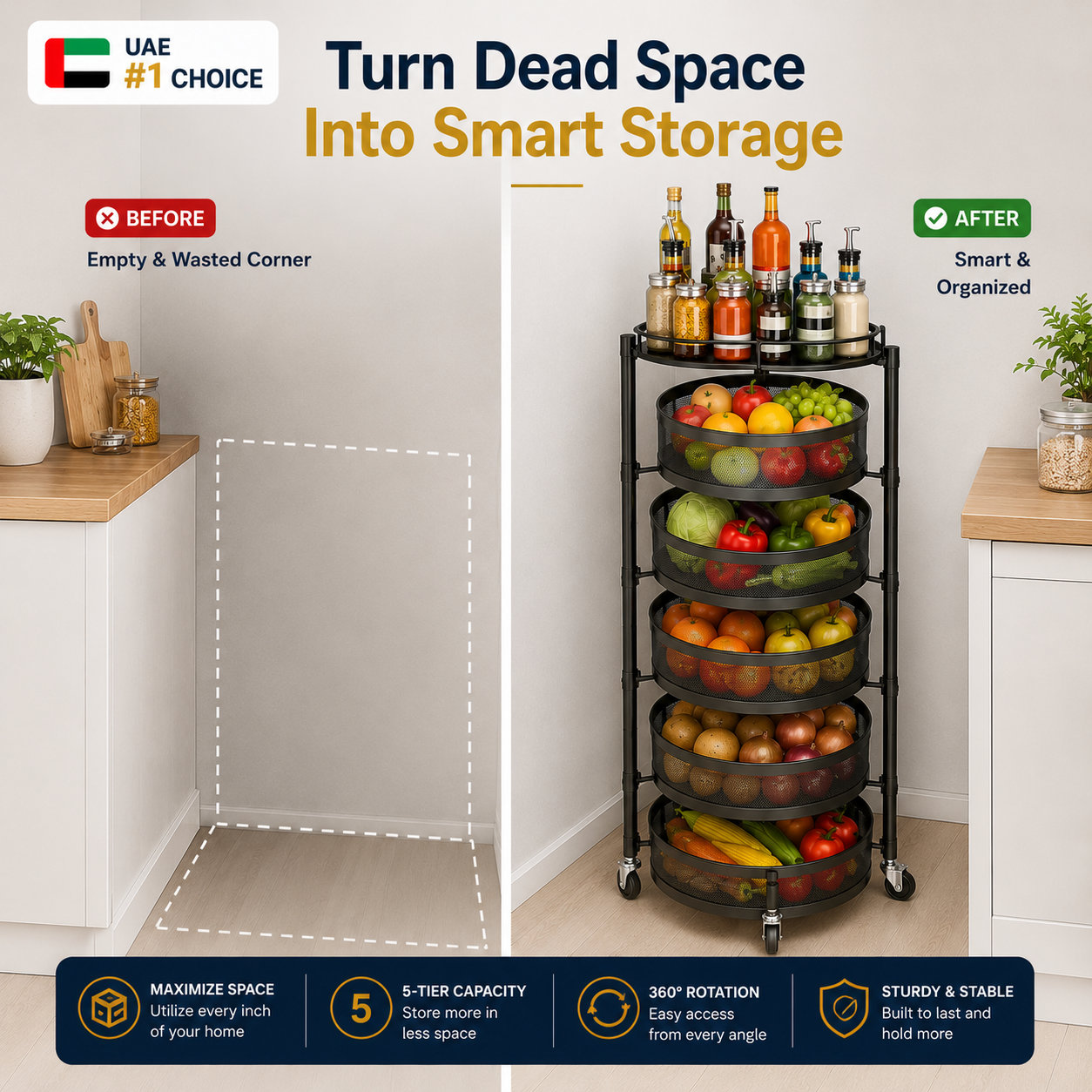 5-Tier Kitchen 360 Degree Storage Rack