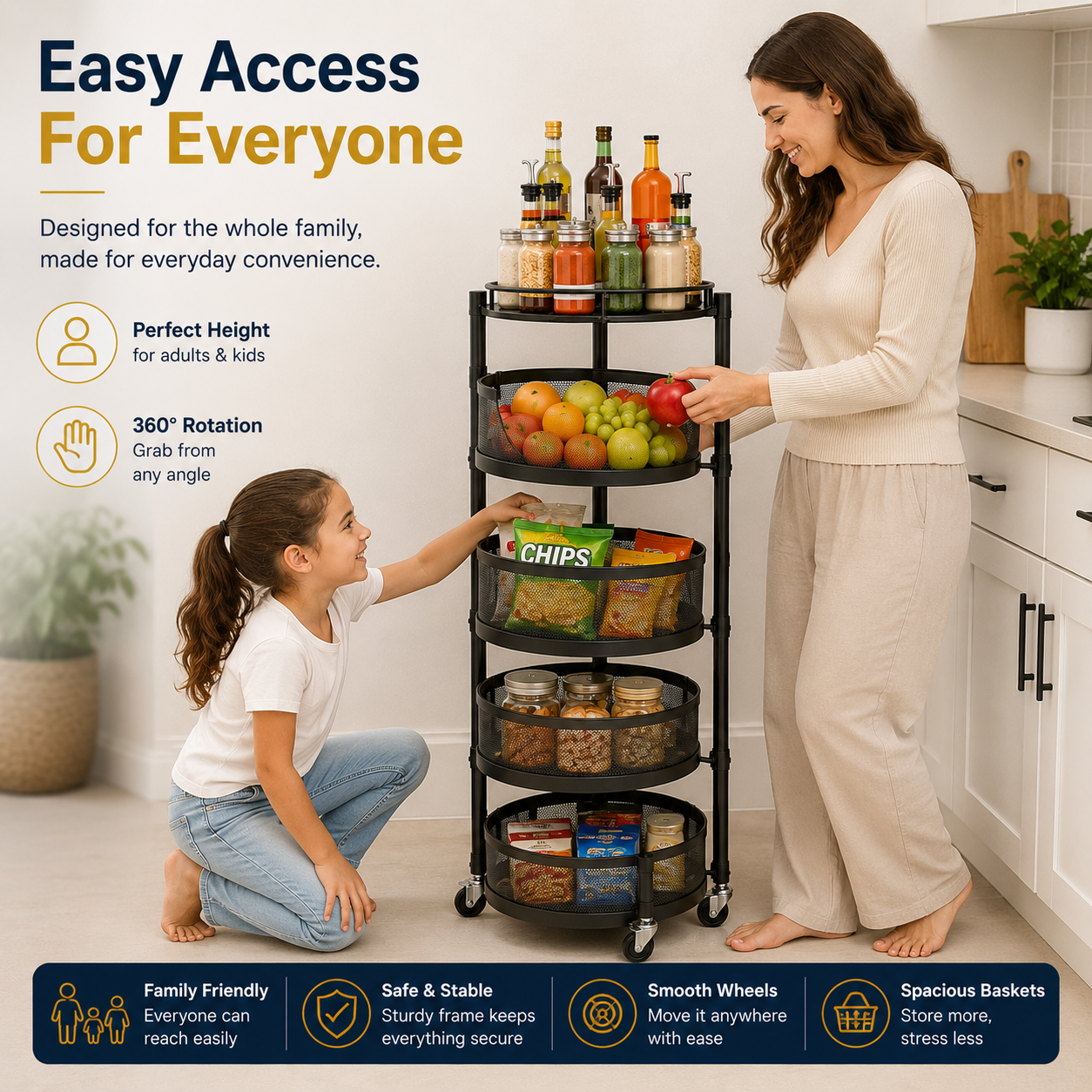 5-Tier Kitchen 360 Degree Storage Rack