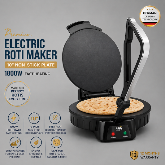 Premium Electric Roti Maker  10" Non-Stick Plate | 1800W Fast Heating